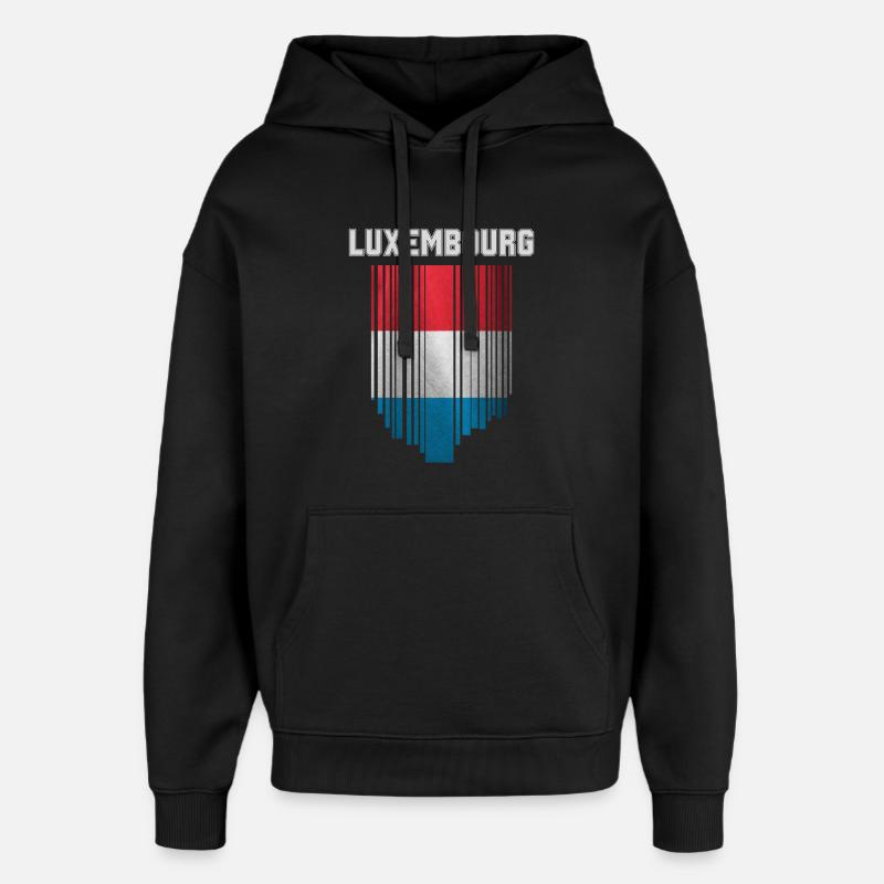Drapeau du Luxembourg, fierté luxembourgeoise - Sweat à capuche unisexe Stanley/Stella Oversized - noir