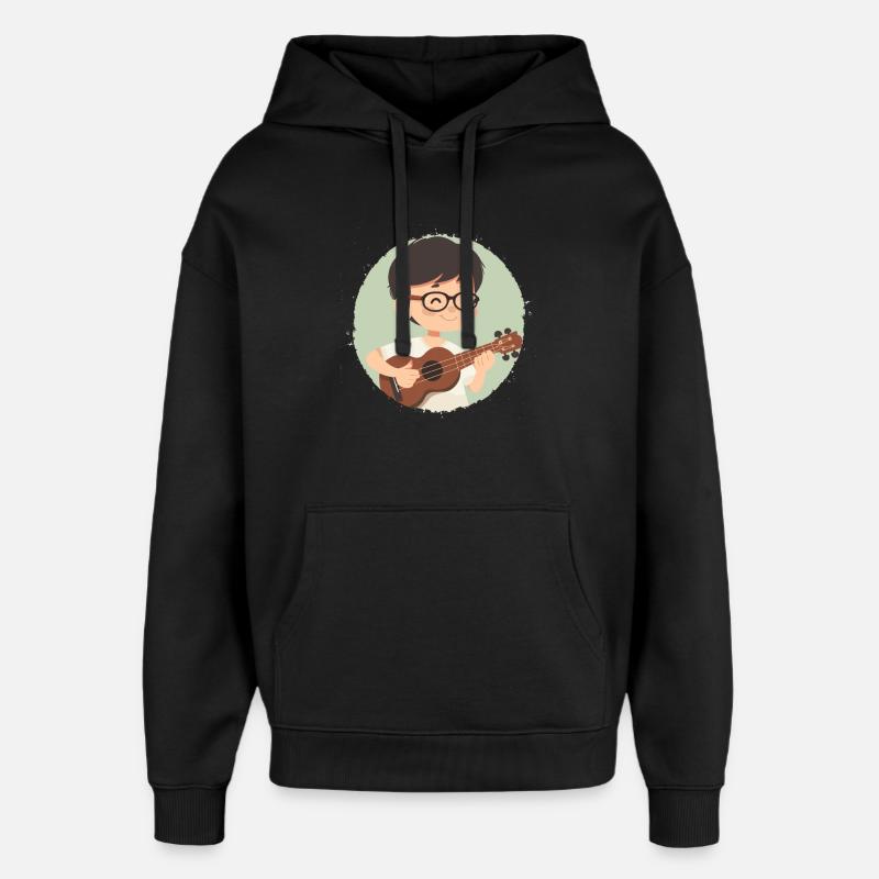 Ukulele Junge Grafik - Oversized Unisex Hoodie von Stanley/Stella - Schwarz