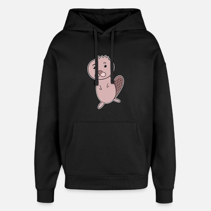 Animal castor - Sweat à capuche unisexe Stanley/Stella Oversized - noir