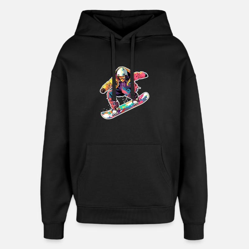 look de dessin animé de snowboarder - Sweat à capuche unisexe Stanley/Stella Oversized - noir