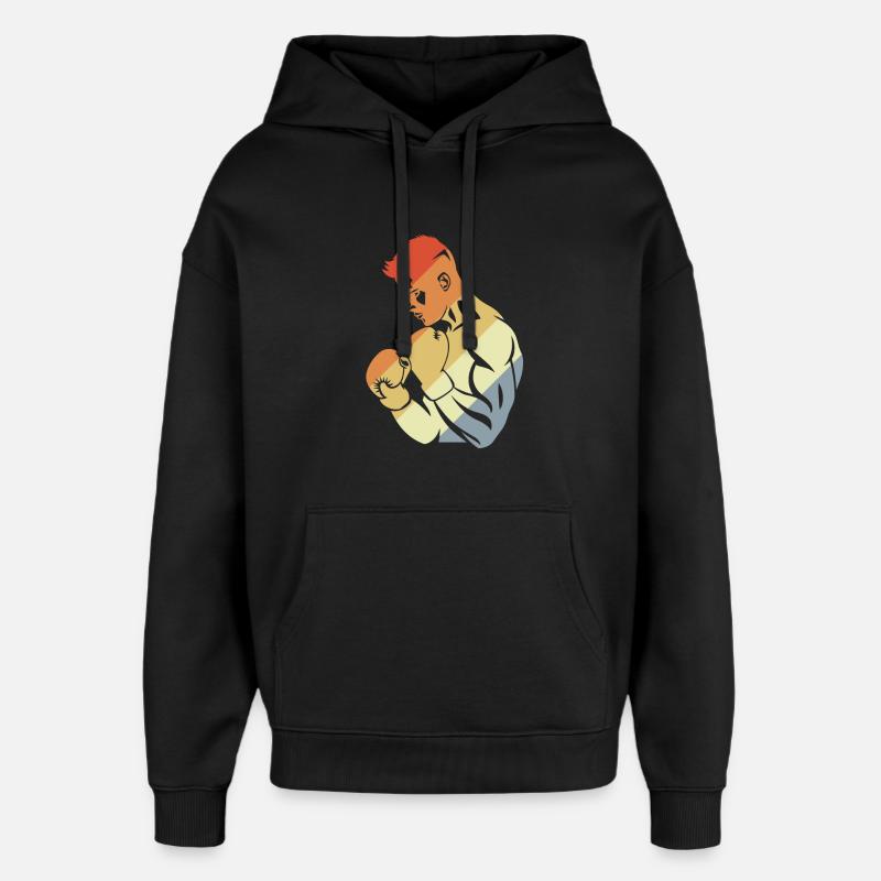 Boxer rétro - Sweat à capuche unisexe Stanley/Stella Oversized - noir