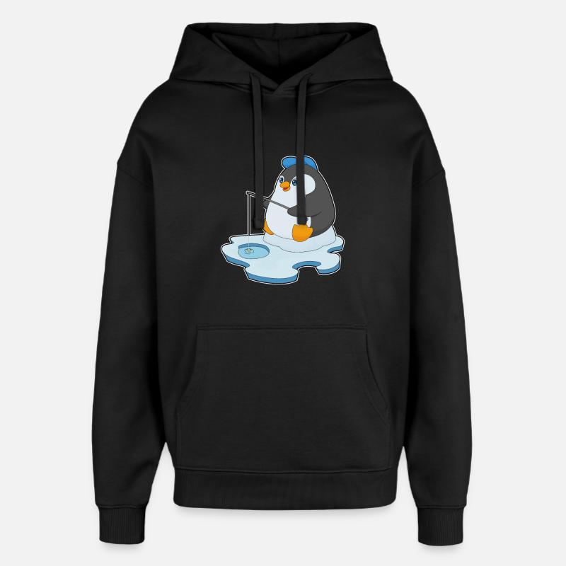 Pingouin Pêcheur Ange Pêche - Sweat à capuche unisexe Stanley/Stella Oversized - noir