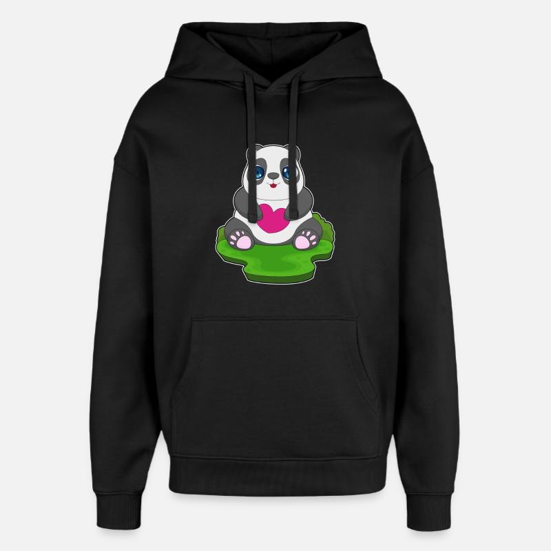 Panda Herz - Oversized Unisex Hoodie von Stanley/Stella - Schwarz