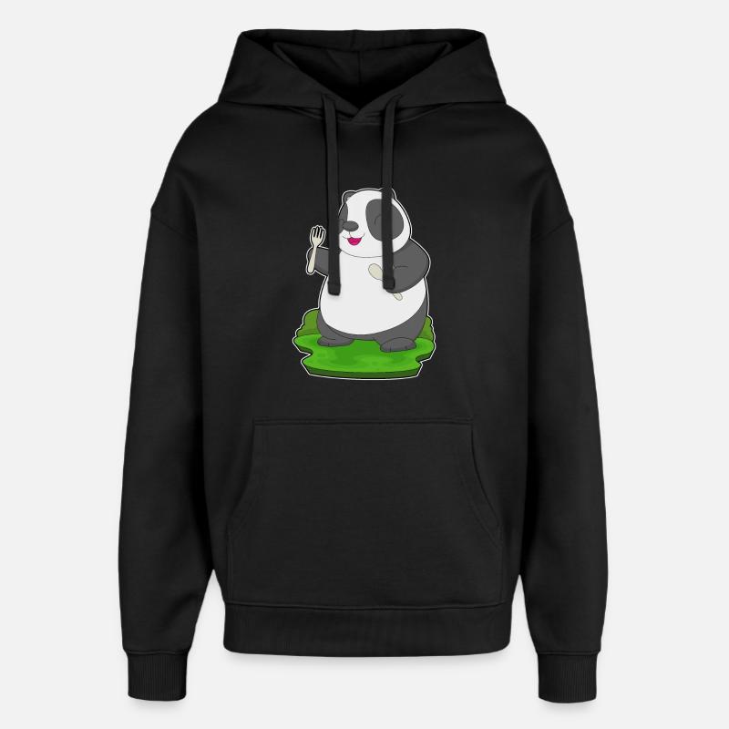 Fourchette cuillère panda - Sweat à capuche unisexe Stanley/Stella Oversized - noir