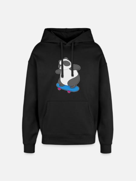 Panda Skater Skateboard - Oversized Unisex Hoodie by Stanley/Stella - black