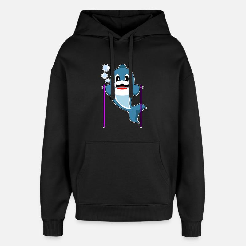 Dolphin Bodybuilder Tractions Culturisme - Sweat à capuche unisexe Stanley/Stella Oversized - noir