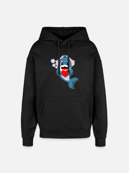Dolphin Bridal Heart Wedding - Oversized Unisex Hoodie by Stanley/Stella - black