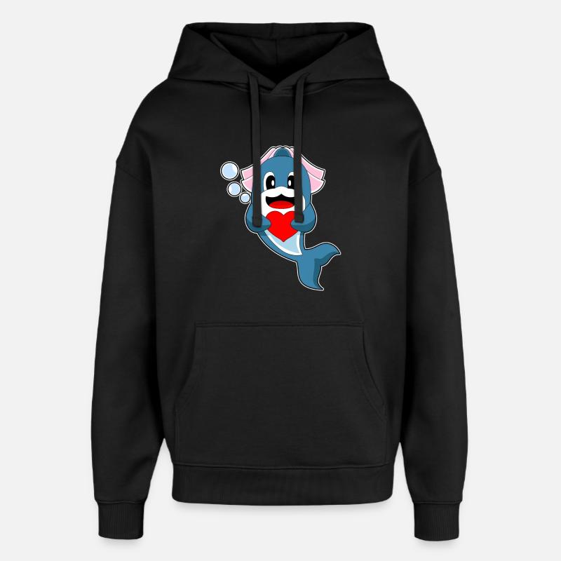 Dauphin Mariée Coeur Mariage - Sweat à capuche unisexe Stanley/Stella Oversized - noir