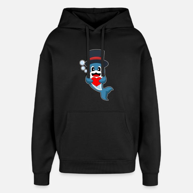 Dauphin Marié Coeur Mariage - Sweat à capuche unisexe Stanley/Stella Oversized - noir