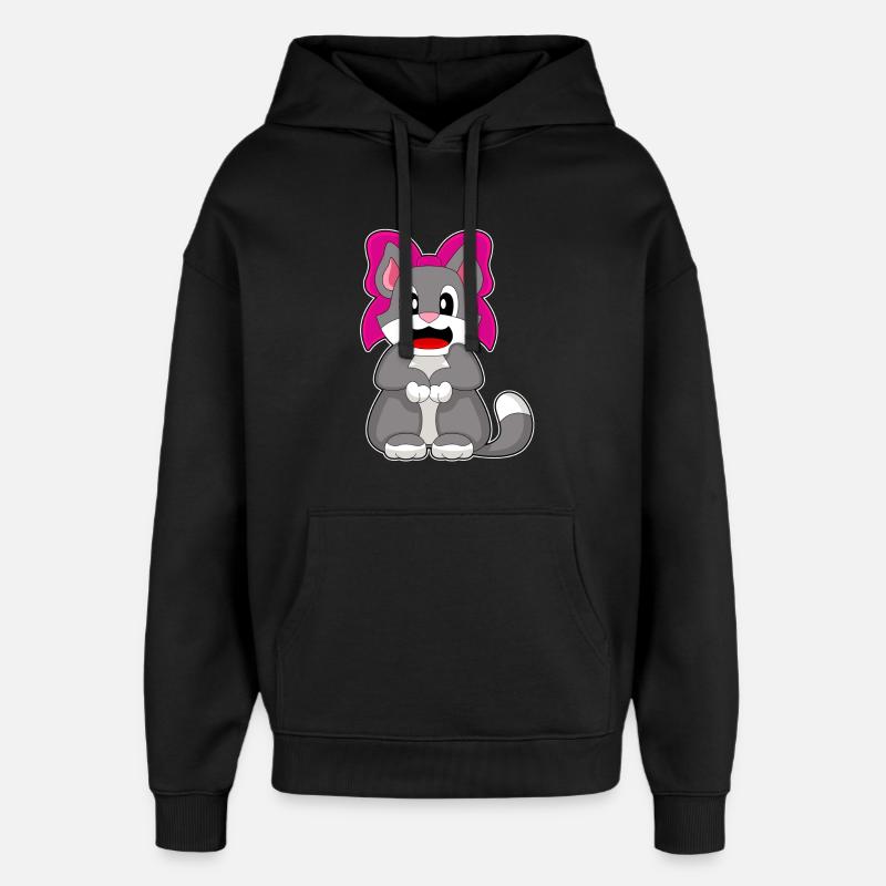 Cat Bow - Oversized Unisex Hoodie by Stanley/Stella - black