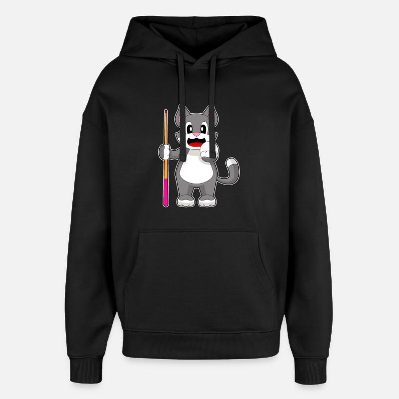 Katze Billiard Queue - Oversized Unisex Hoodie von Stanley/Stella - Schwarz