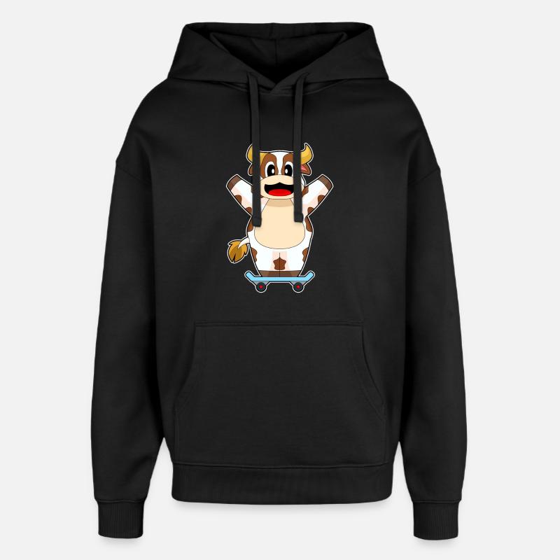 Cow Skater Skateboard - Sweat à capuche unisexe Stanley/Stella Oversized - noir