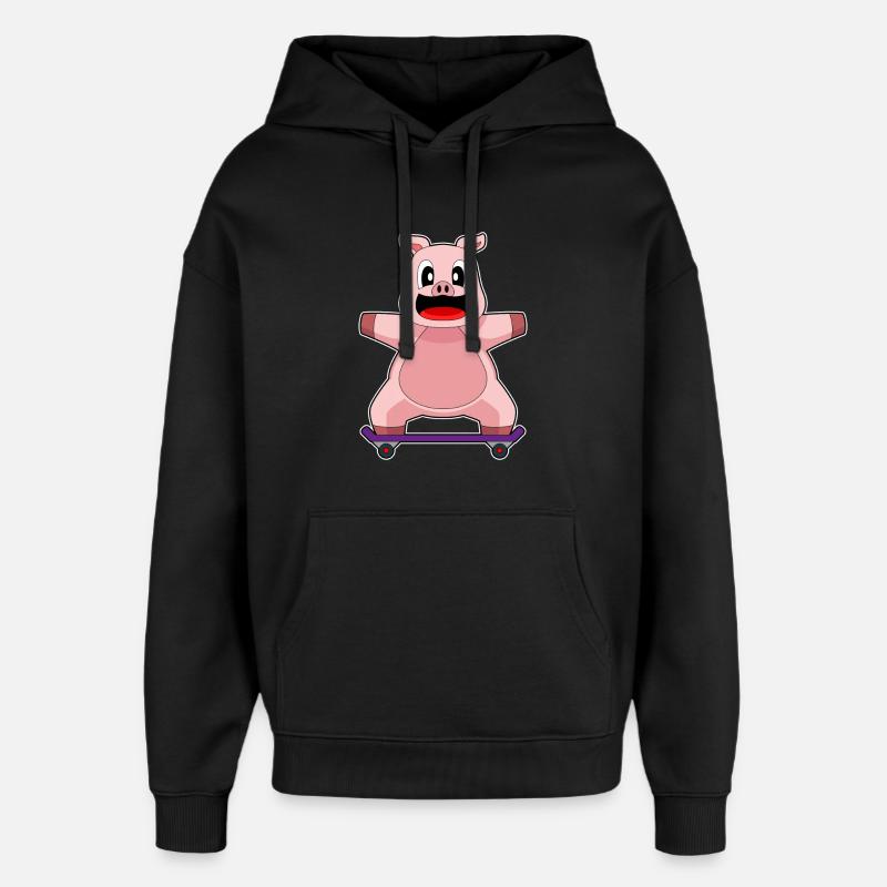 Pig Skater Skateboard - Sweat à capuche unisexe Stanley/Stella Oversized - noir
