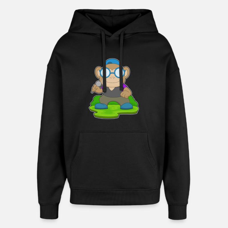Singe Singe Microphone Chant - Sweat à capuche unisexe Stanley/Stella Oversized - noir