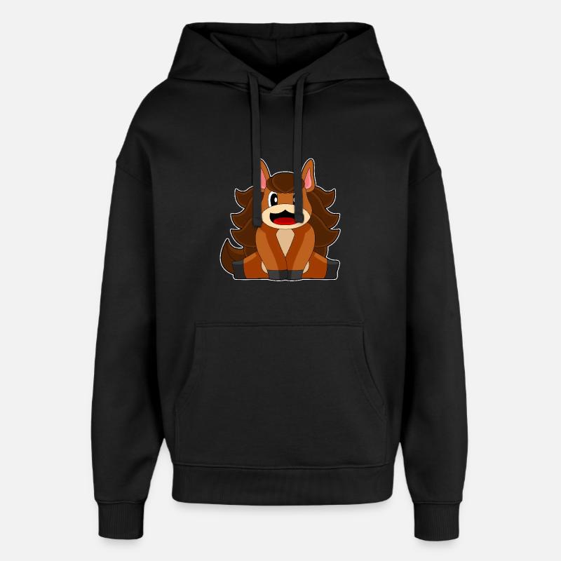 Cheval poil long - Sweat à capuche unisexe Stanley/Stella Oversized - noir