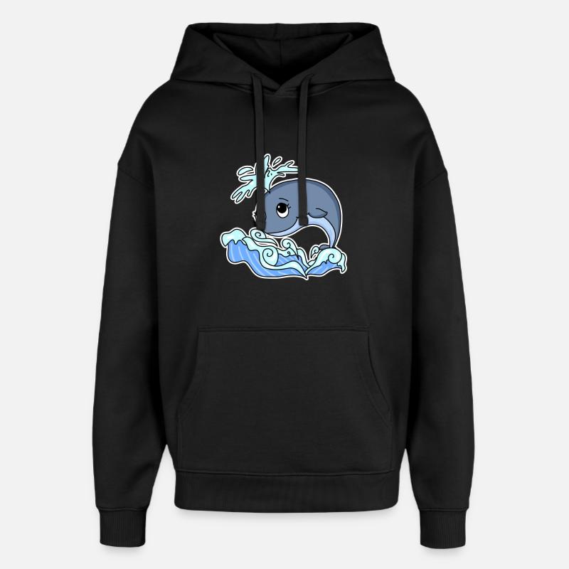 Baleine Animal Océan Graphique - Sweat à capuche unisexe Stanley/Stella Oversized - noir