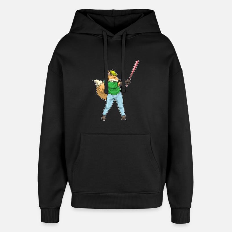 Fuchs Baseball Baseballschläger - Oversized Unisex Hoodie von Stanley/Stella - Schwarz