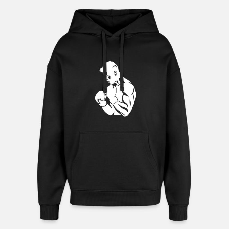 Dessin de boxeur - Sweat à capuche unisexe Stanley/Stella Oversized - noir