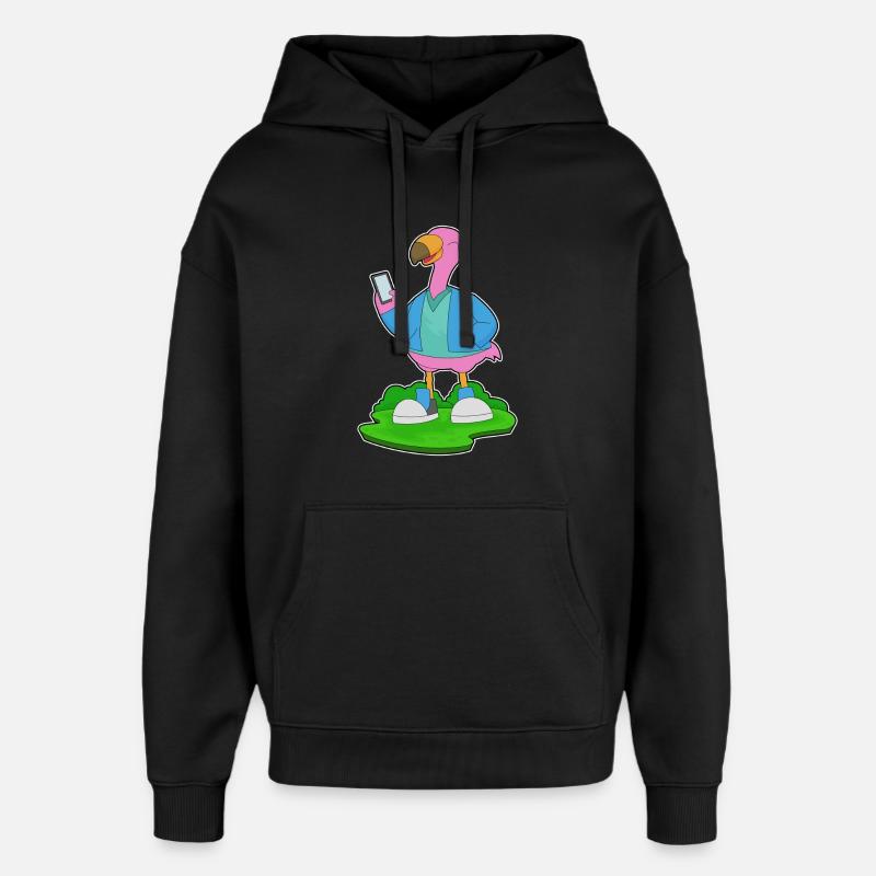 Flamingo Handy - Oversized Unisex Hoodie von Stanley/Stella - Schwarz