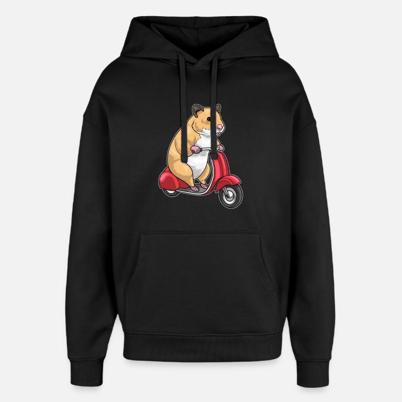 Hamster Motorroller - Oversized Unisex Hoodie von Stanley/Stella - Schwarz