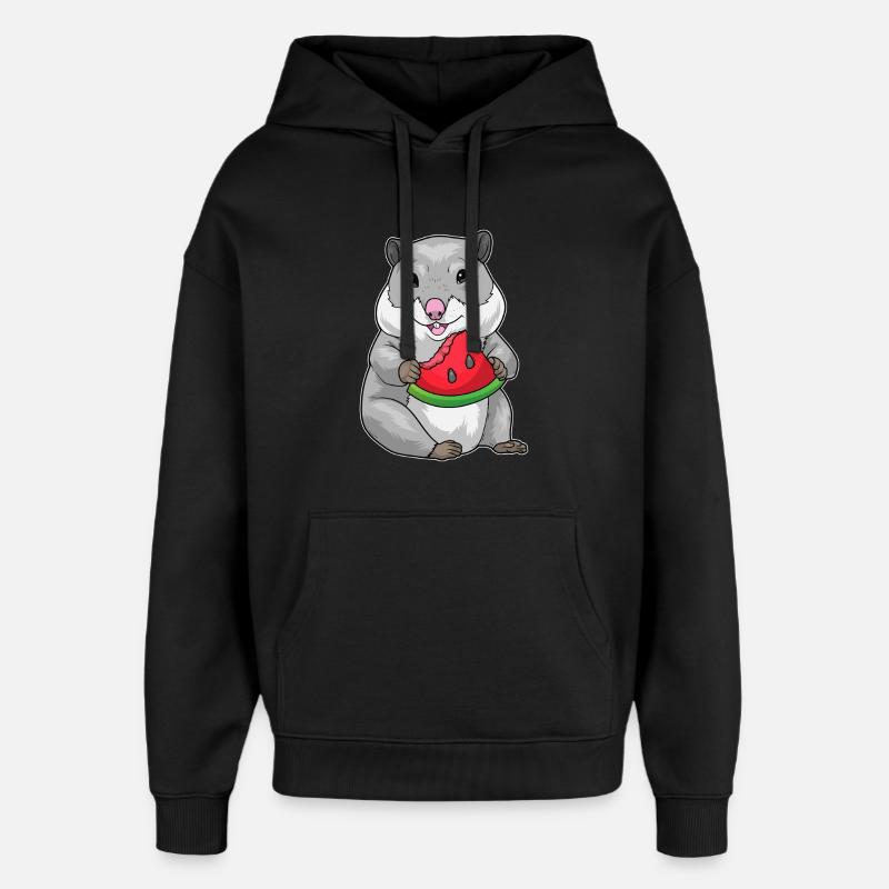 Hamster Pastèque - Sweat à capuche unisexe Stanley/Stella Oversized - noir