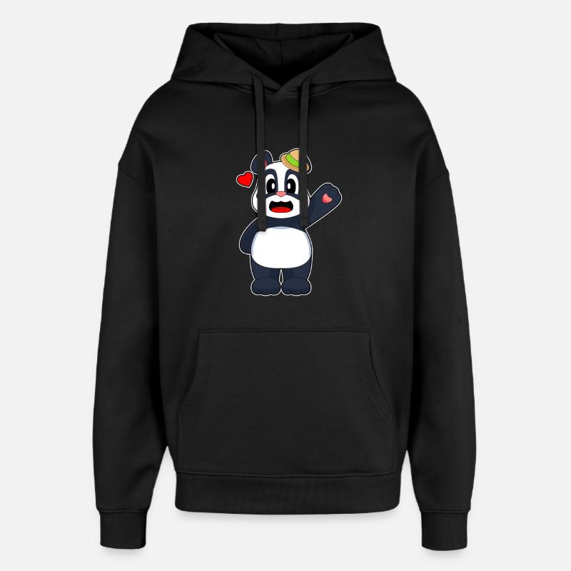 Panda Hat - Oversized Unisex Hoodie by Stanley/Stella - black