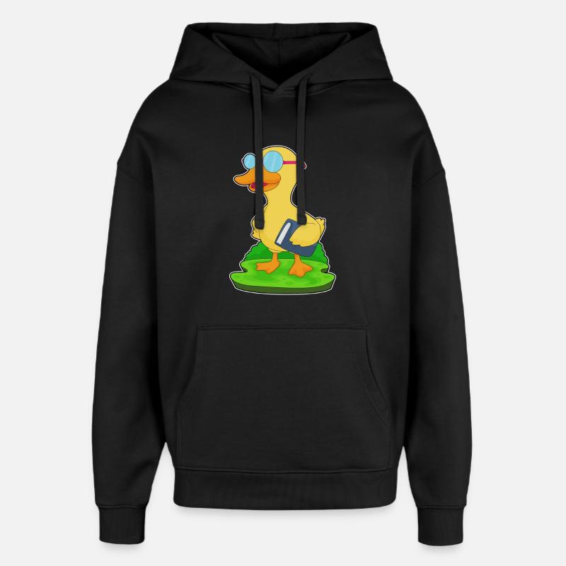 Duck Nerd Book Glasses - Oversized Unisex Hoodie by Stanley/Stella - black