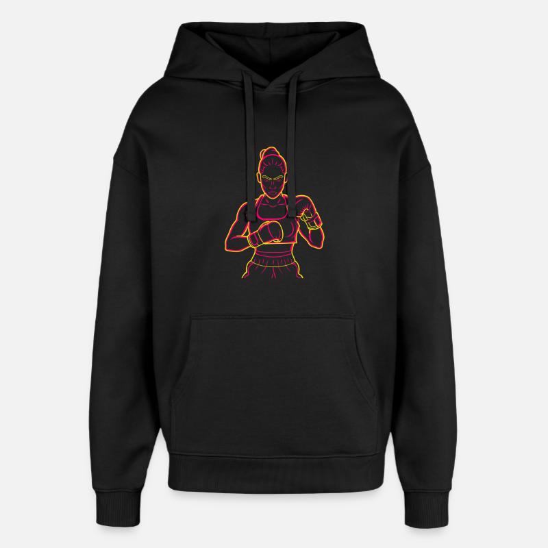 Dessin de boxeur - Sweat à capuche unisexe Stanley/Stella Oversized - noir