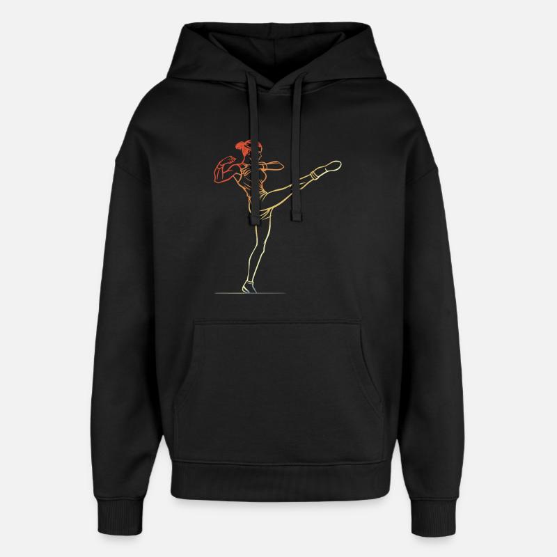 Kickboxing fille dessin au trait - Sweat à capuche unisexe Stanley/Stella Oversized - noir
