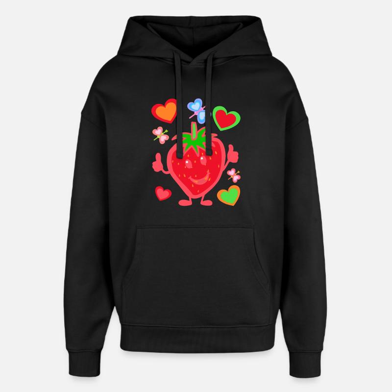 Erdbeere Erdbeer Kinder Kind Sommerzeit - Oversized Unisex Hoodie von Stanley/Stella - Schwarz