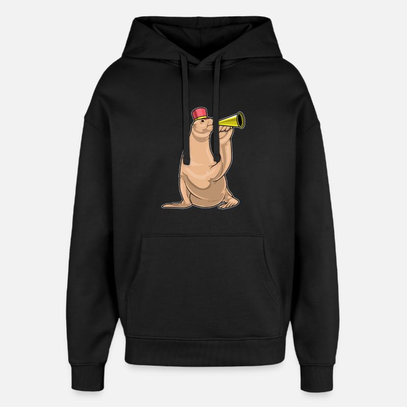 Seal Musicien Trompette Musique - Sweat à capuche unisexe Stanley/Stella Oversized - noir