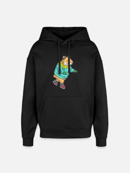 Hamster Skating Skates - Oversized Unisex Hoodie by Stanley/Stella - black