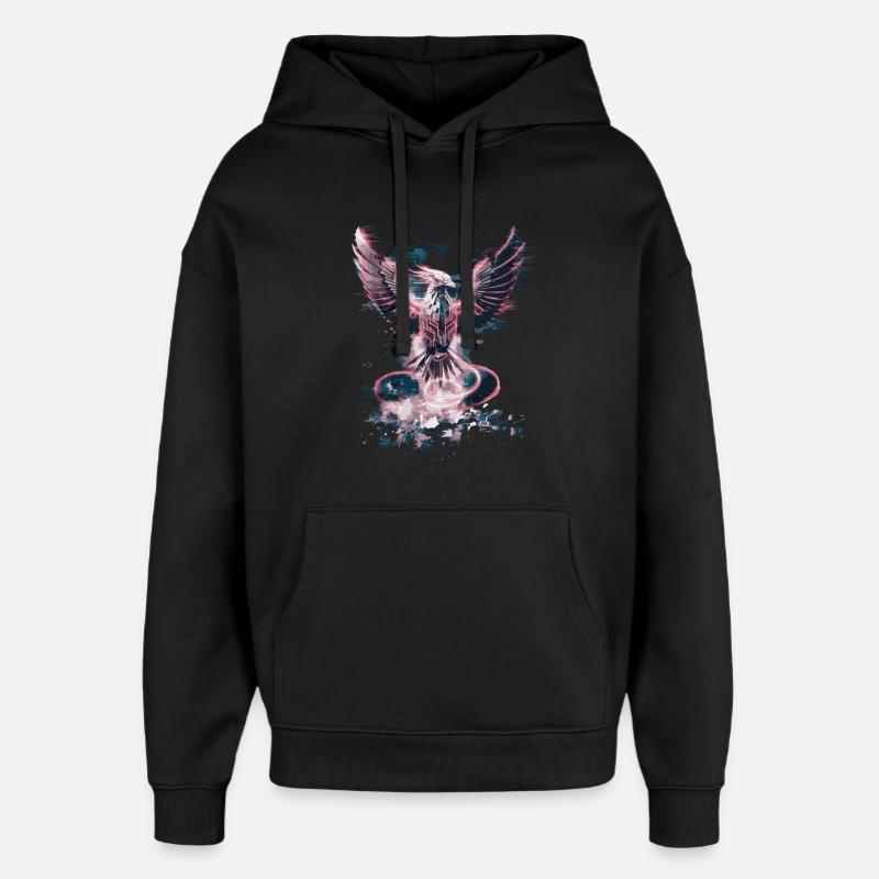 Cyber Phoenix – Digitale Wiedergeburt & Tech-Aufstieg - Oversized Unisex Hoodie von Stanley/Stella - Schwarz