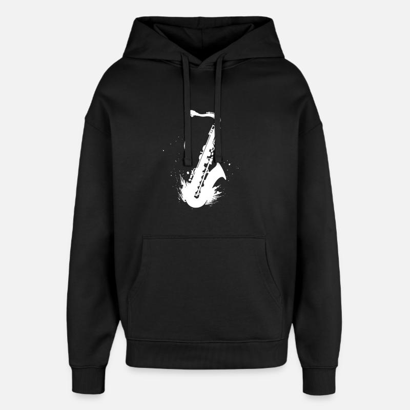 Saxophon Grafik - Oversized Unisex Hoodie von Stanley/Stella - Schwarz