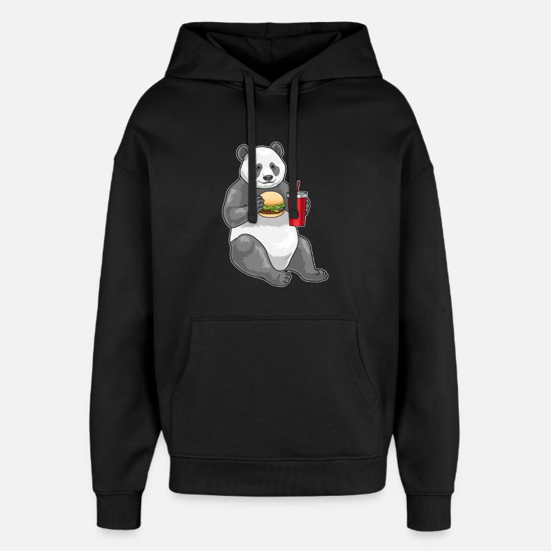 Panda Cheeseburger - Oversized Unisex Hoodie von Stanley/Stella - Schwarz