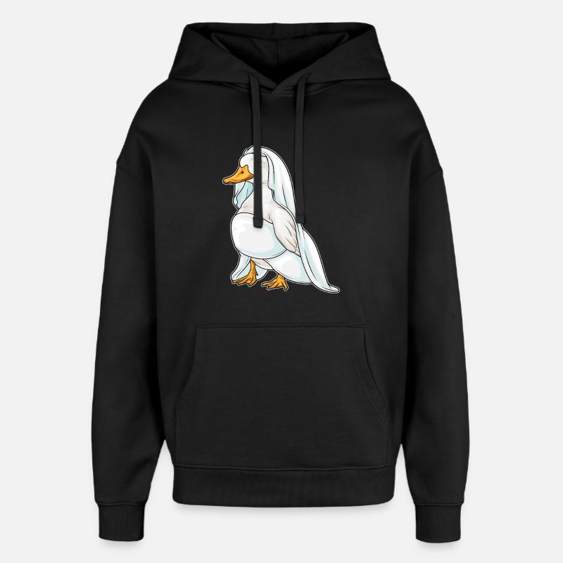 Duck Bridal Veil Wedding - Oversized Unisex Hoodie by Stanley/Stella - black