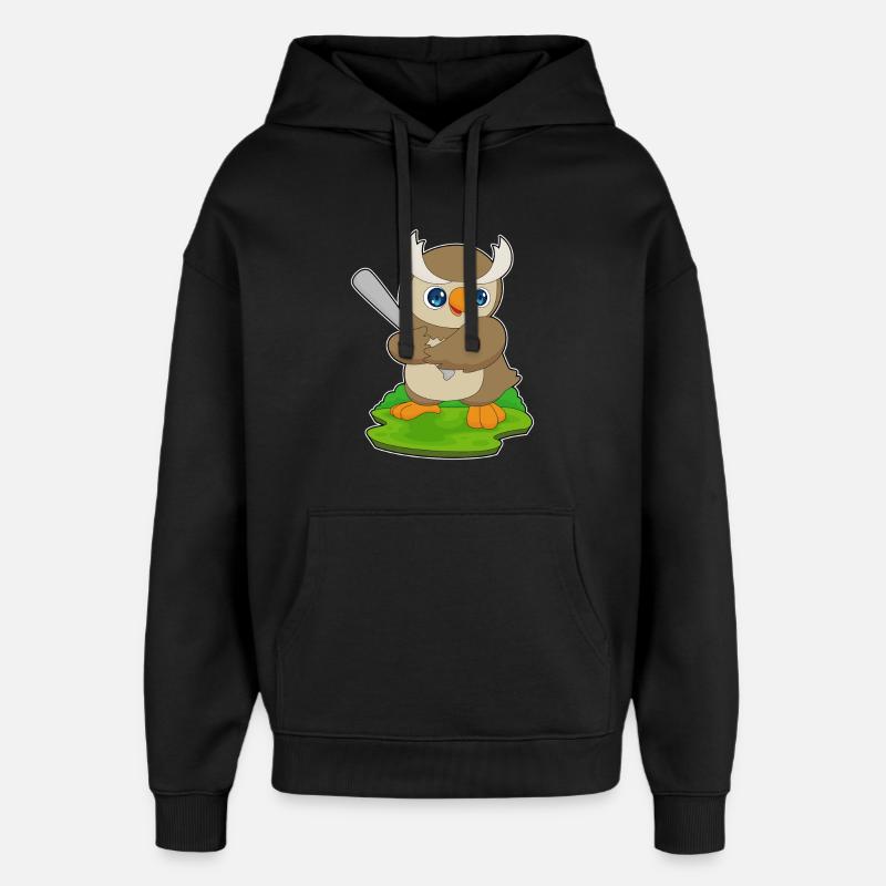 Eule Baseball Baseballschläger - Oversized Unisex Hoodie von Stanley/Stella - Schwarz