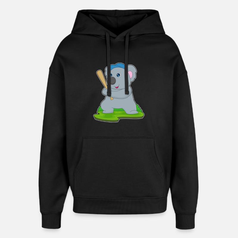 Koala Baseball Baseballschläger - Oversized Unisex Hoodie von Stanley/Stella - Schwarz