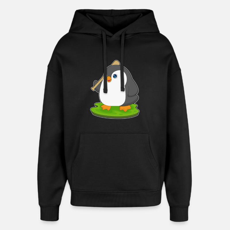 Penguin Baseball Batte de Baseball - Sweat à capuche unisexe Stanley/Stella Oversized - noir