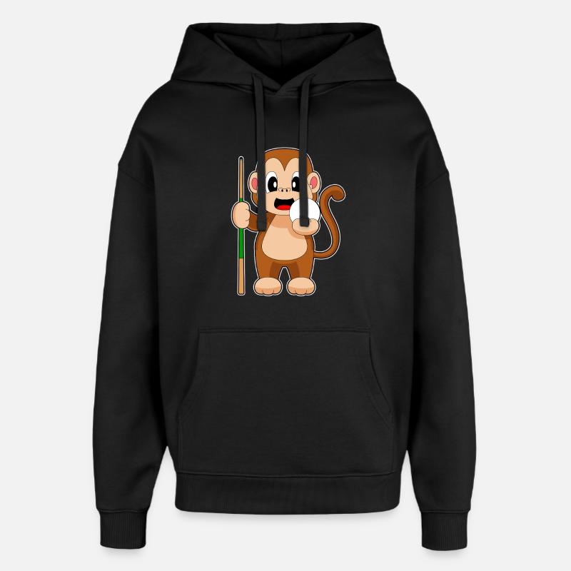 Monkey Billiard Cue - Oversized Unisex Hoodie by Stanley/Stella - black