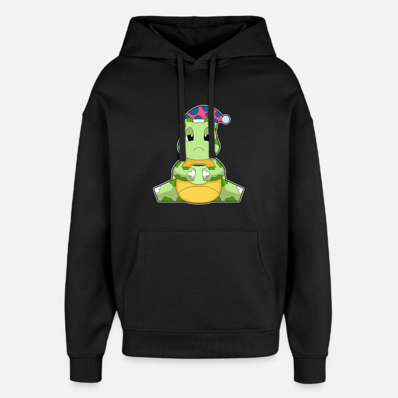 Turtle cup of coffee - Oversized Unisex Hoodie by Stanley/Stella - black