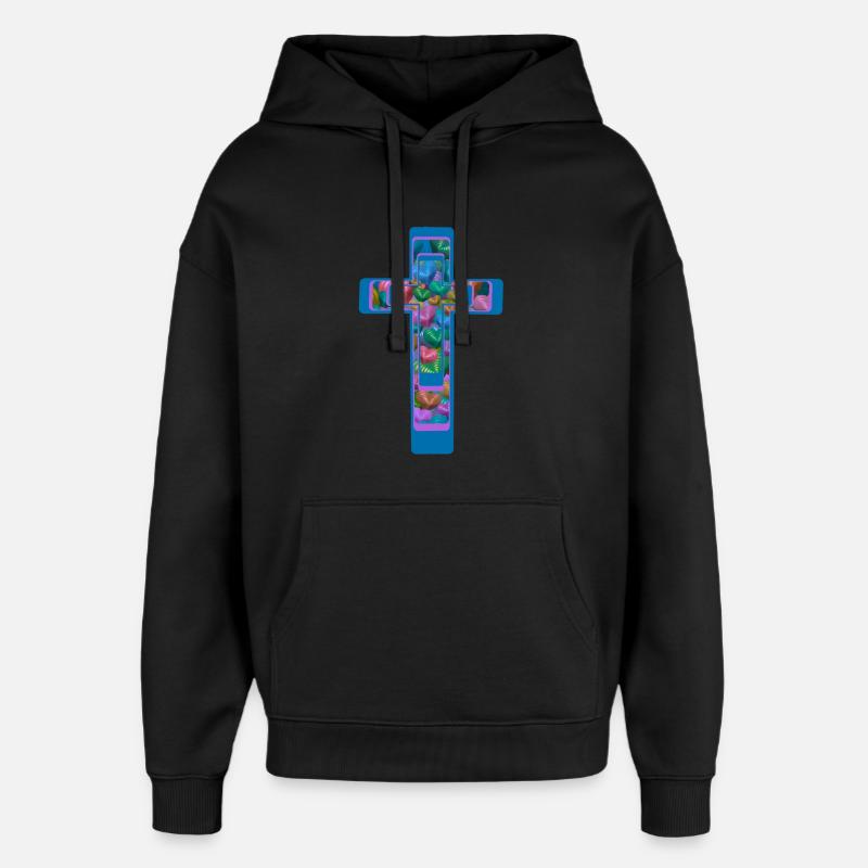 Croix Croix Coeurs Coeurs - Sweat à capuche unisexe Stanley/Stella Oversized - noir