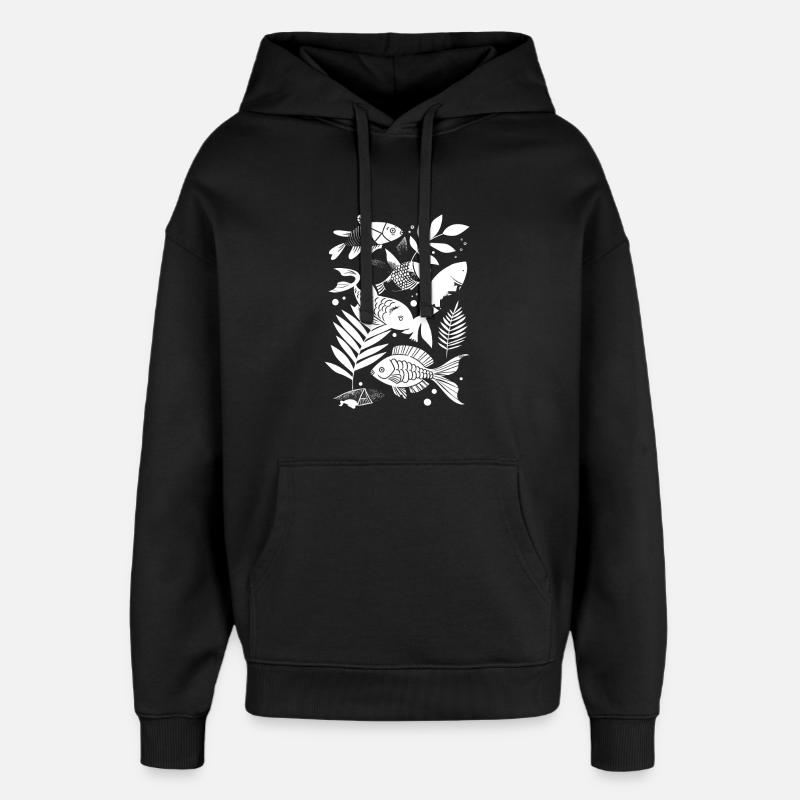 Look de dessin animé de pêche - Sweat à capuche unisexe Stanley/Stella Oversized - noir