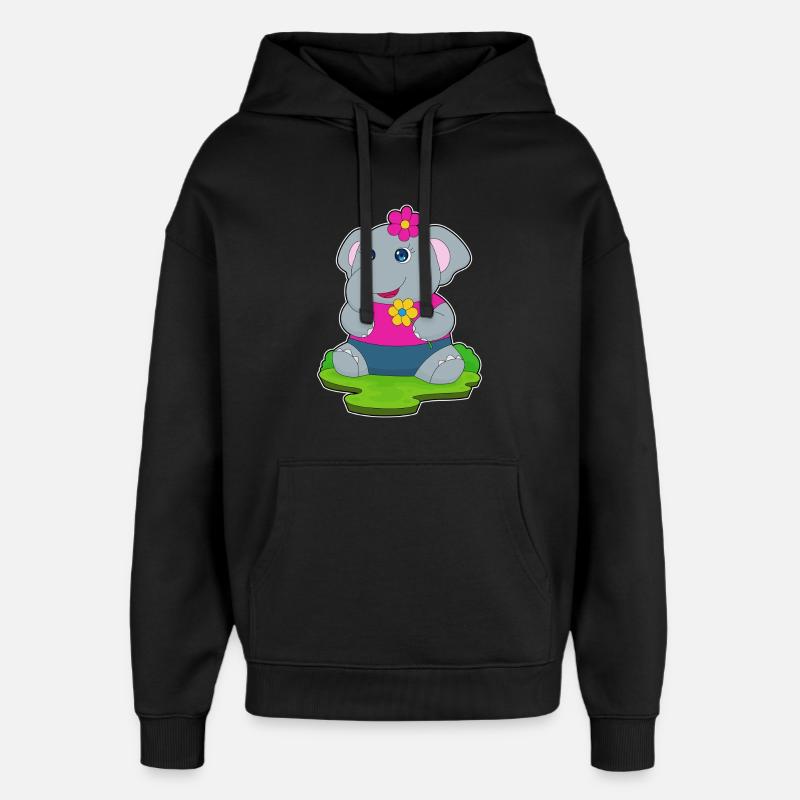 Elefant Blumen - Oversized Unisex Hoodie von Stanley/Stella - Schwarz
