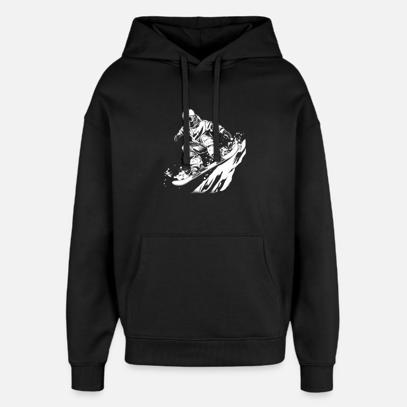 Dessin de snowboarder - Sweat à capuche unisexe Stanley/Stella Oversized - noir