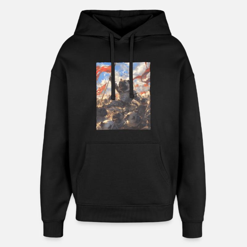 Epische Mops Revolution Kunstvolles Gemälde - Oversized Unisex Hoodie von Stanley/Stella - Schwarz