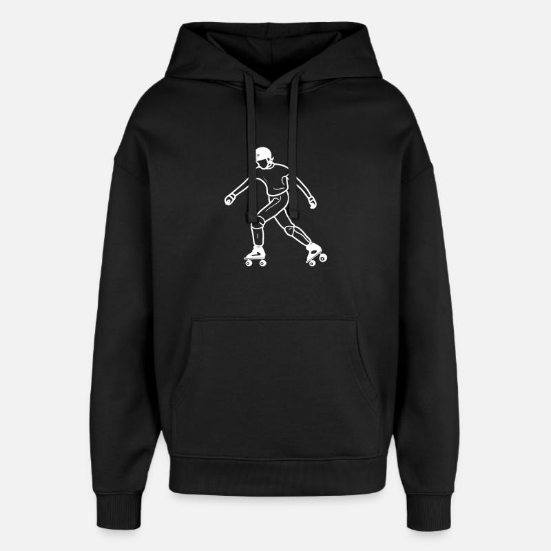 Roller Skating Drawing - Oversized Unisex Hoodie by Stanley/Stella - black