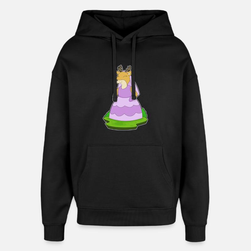 Deer Bridal Veil Wedding - Oversized Unisex Hoodie by Stanley/Stella - black