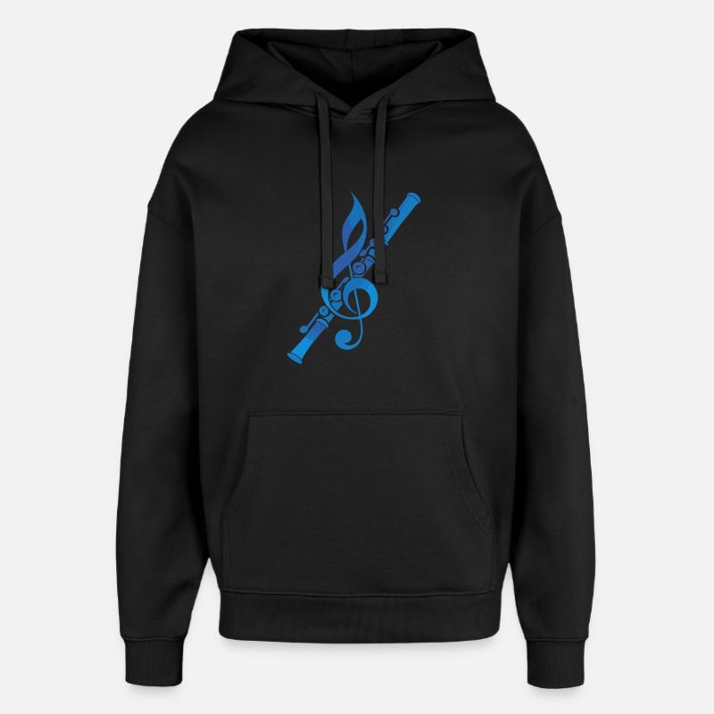 Graphiques de musique de flûte - Sweat à capuche unisexe Stanley/Stella Oversized - noir