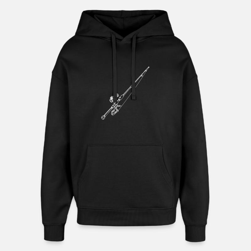 Dessin de canne à pêche - Sweat à capuche unisexe Stanley/Stella Oversized - noir